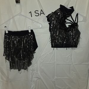 Black and Silver Sequin Dance Outfit
